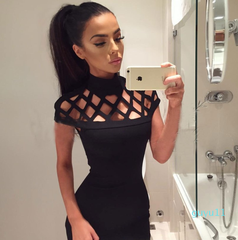 

Women Hollow Out Sexy Bodycon Dresses Short Sleeved Summer Mini Dress Lady Party Fashion, Army green