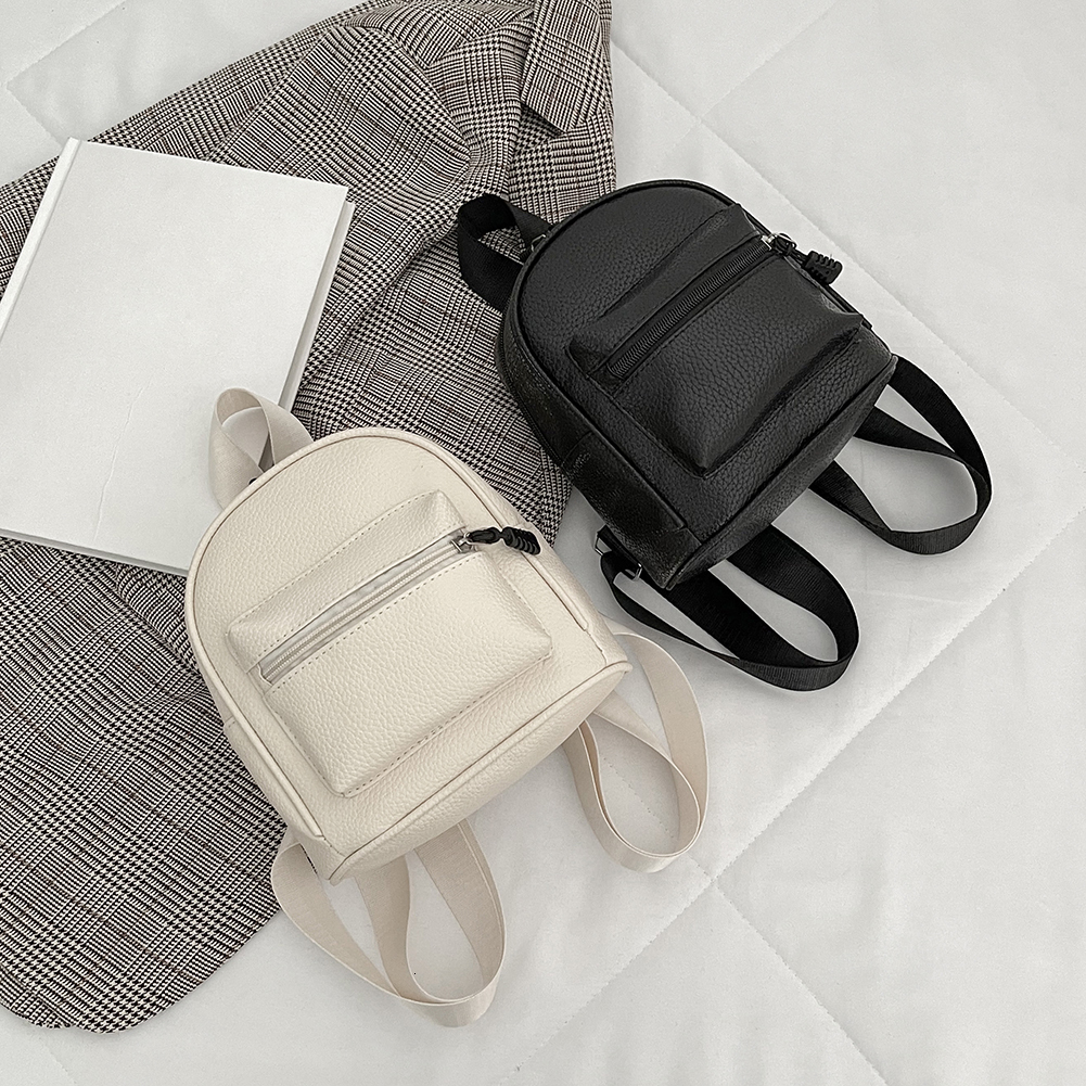 

School Bags Women Vintage PU Leather Small Backpack Fashion Lychee Pattern Mini School Bags Female Solid Color Shoulder Bags Rucksack 230413, Corduroy black