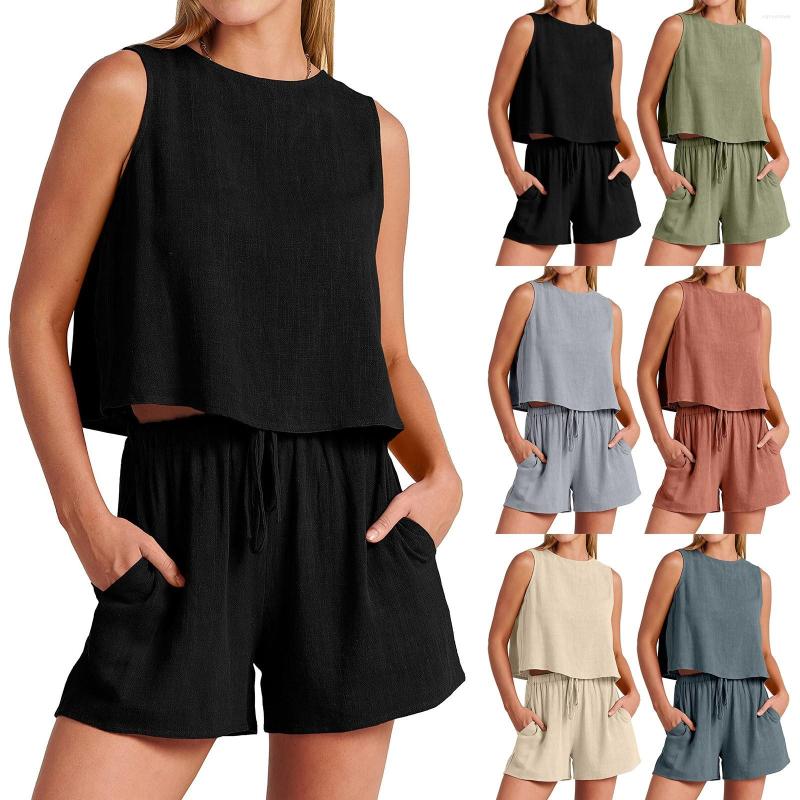 

Active Sets Women's Summer 2 Piece Shorts Set Sleeveless Top Tank And High Waist Bodysuit Swim Wear Beach Swimming Suit, Ag