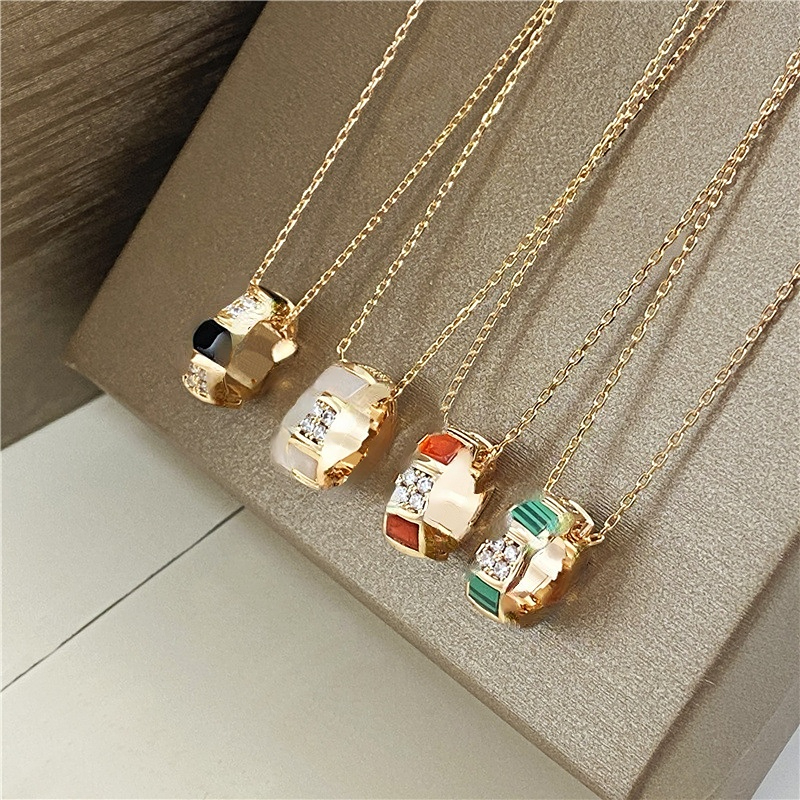 

Luxury High-End Necklace Women's Diamond Carnelian Pendant 18K Rose Gold Chain