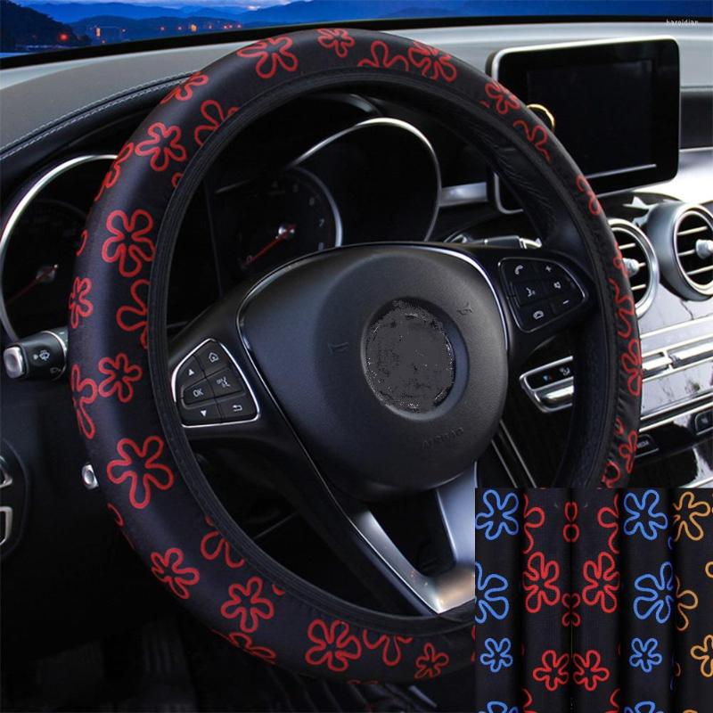 

Steering Wheel Covers 38CM Cover Car For Women Flowers Print Anti-Slip Funda Volante Accessories