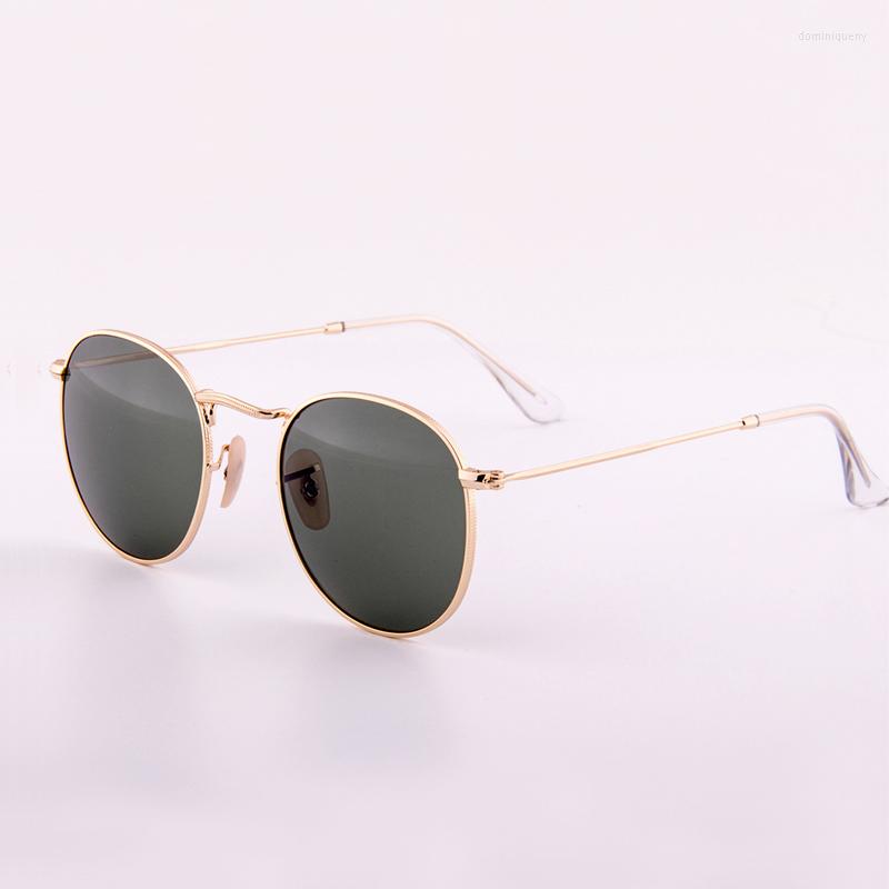 

Sunglasses Retro Round UV400 Glass Fashion Vintage Men's And Women's Metal Glasses Green Blue Brown Lenses