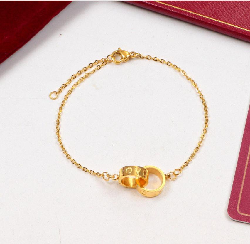 

Tennis High quality luxury jewelry Double ring cake bracelet Titanium steel rose gold plated fashion fashion brand screw hand jewelry