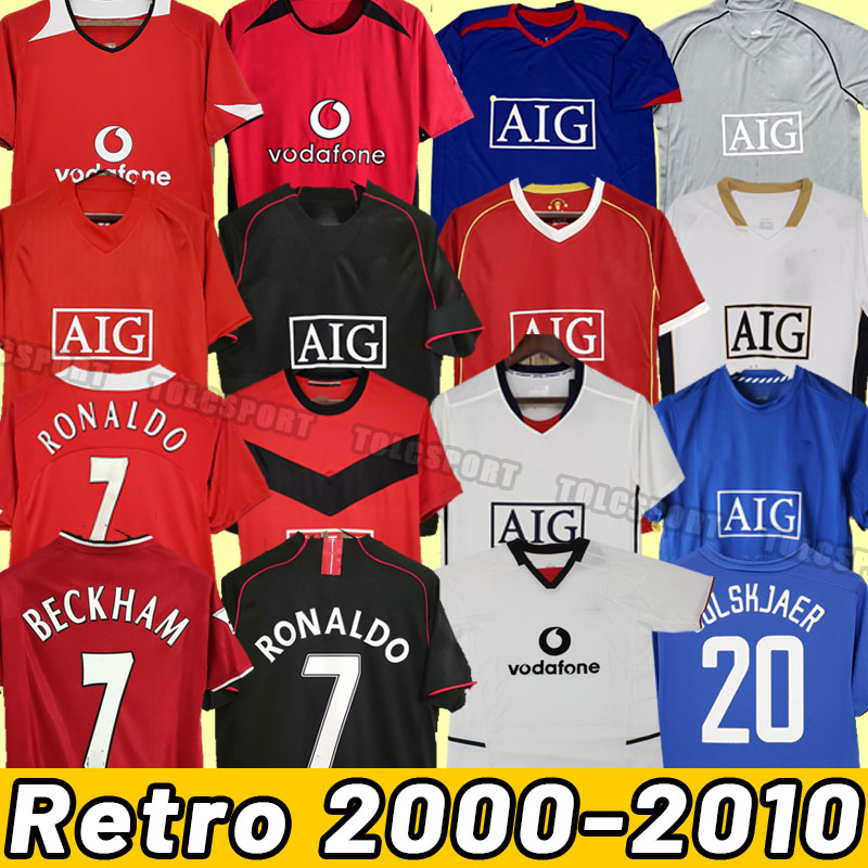 Maillots de football Man Rooney Retro Beckham Ronaldo GIGGS SCHOLES MANCheStERS UTD 00 01 02 03 04 05 06 07 08 09 10 2006 2007 domicile troisième