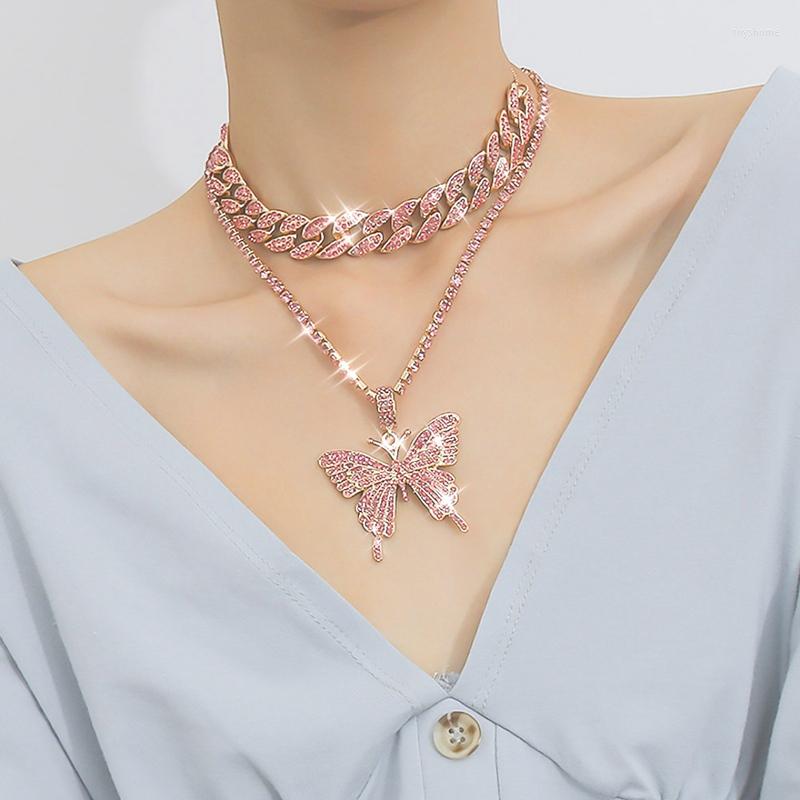 

Pendant Necklaces Luxury Multi-layer Filled Iced Out Bling Hip Hop Women Charm Crystal Necklace Arrow Tennis Chain Butterfly Choker Jewel