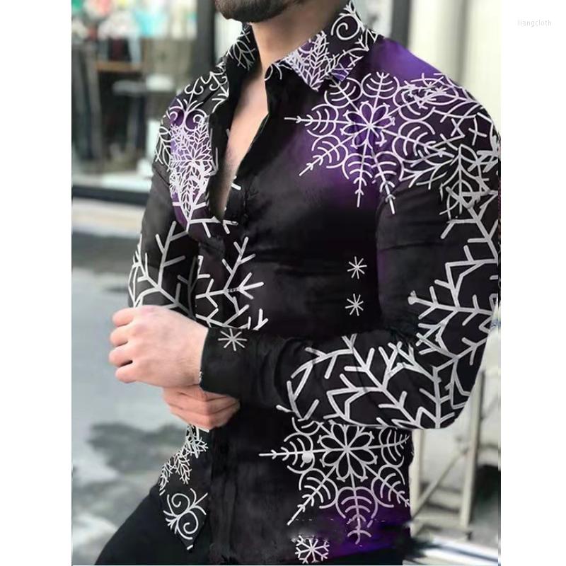 

Men' Casual Shirts 2023 Men' Slim Shirt Autumn Turn-down Collar Streetwear Fashion Together Printed Long Sleeve Oversize For Men Tops, A001