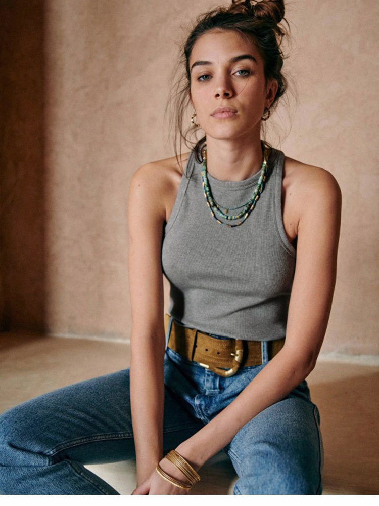 

Camisoles Tanks Summer French Multicolor Cotton Rib Knit Camisole Sleeveless Top 230413, Fuchsia