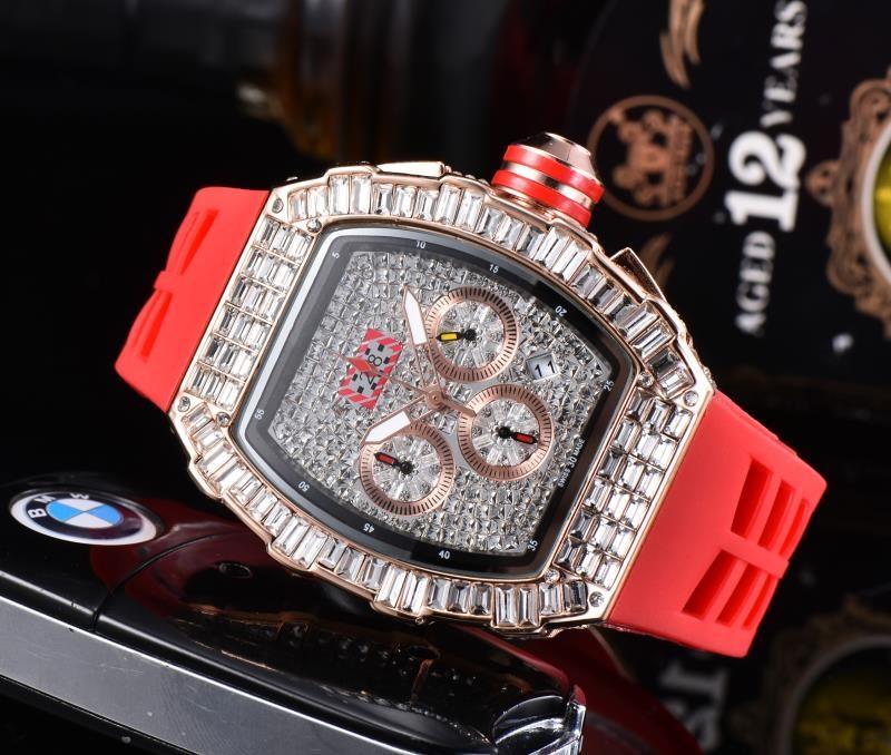 

2023 womens fashion sports watch shiny watch stainless steel diamond ice table all dial working hour meter rubber strap, 10