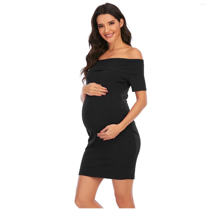 

Casual Dresses Women's Maternity Sleeveless Solid Color Off Shoulder Backless Dress, Wine