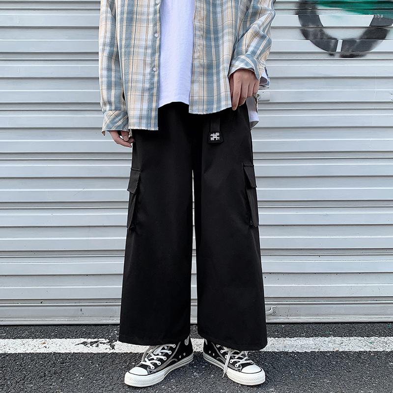 

Men's Pants Loose Wide Leg Casual Men Pockets Style Black Hip-hop Streetwear Teenager Chic Trousers Cargo Tactic Korean Fashion