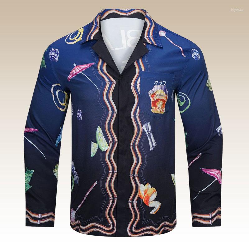 

Men's Casual Shirts 2023 Sea World Pattern Print Geometric Long Sleeves Men Tops Hawaiian Beach Streetwear Shirt Hip Hop, Picture