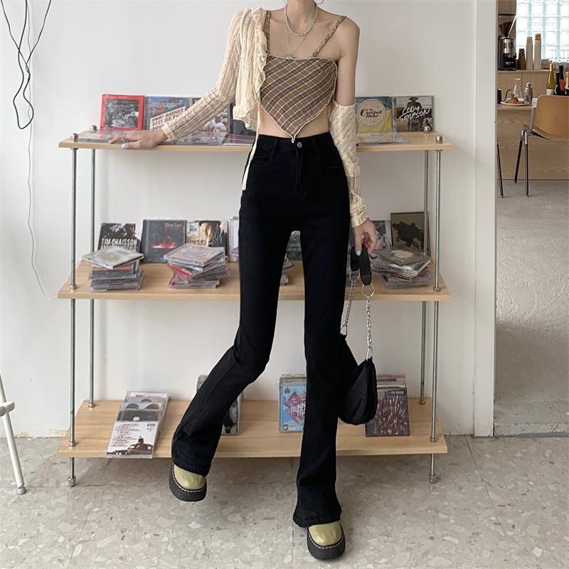 

Women's Jeans N3548 High Waist Slim Black Fashion Trendy All-match Trousers, Brown