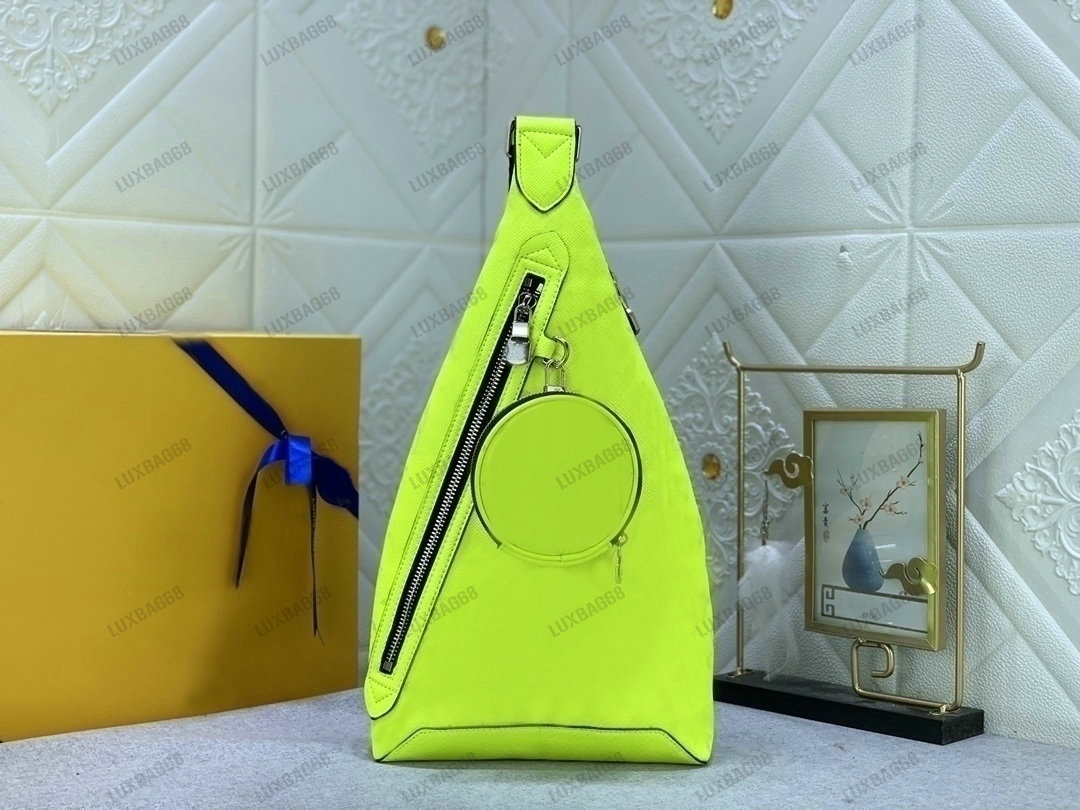 

M30945 Men's Duo Sling Bag Neon Yellow Designer M30936 Chest Shoulder Bags For Men Classic side zipped pocket Backpack With removable zipped coins pouch, #1