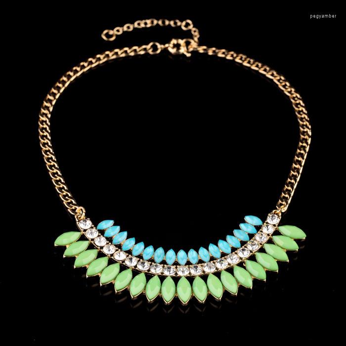 

Choker Design Sweet Girls Favorite Chic Gold Color Fresh Green Chunky Necklace