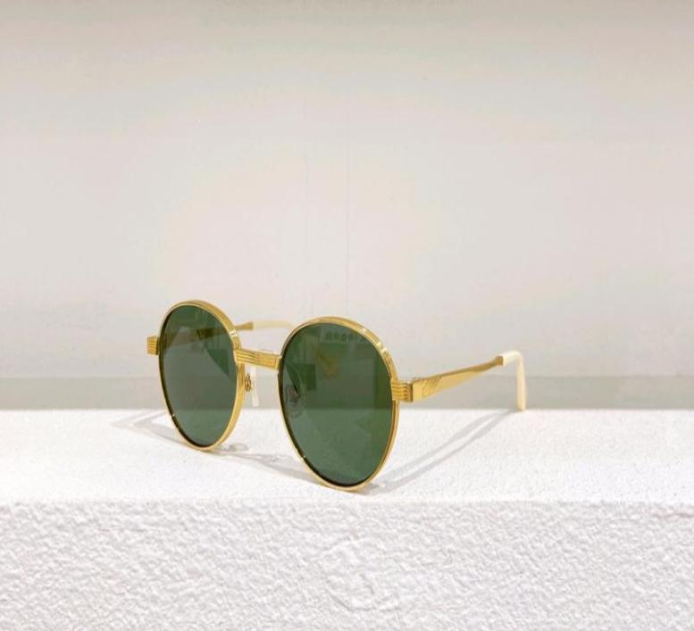

Retro Round Sunglasses for Men Metal GoldGreen Lenses 0872 Sun Glasses with Box5144357