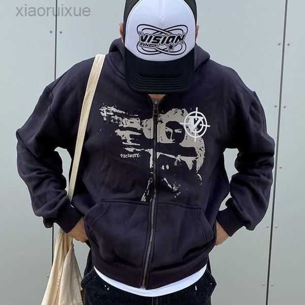 

High Quality Spider Print Zip Oversized Hoodie Men Punk Sport Loose Coat Harajuku Gothic Streetwear Long Sleeve Korean Fashion 220819 3RA03