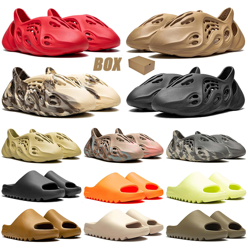 

free shipping sneakers foam runners slippers designer slides men women sandals sliders pantoufle white black slide foamrunner with box, A8 36-45