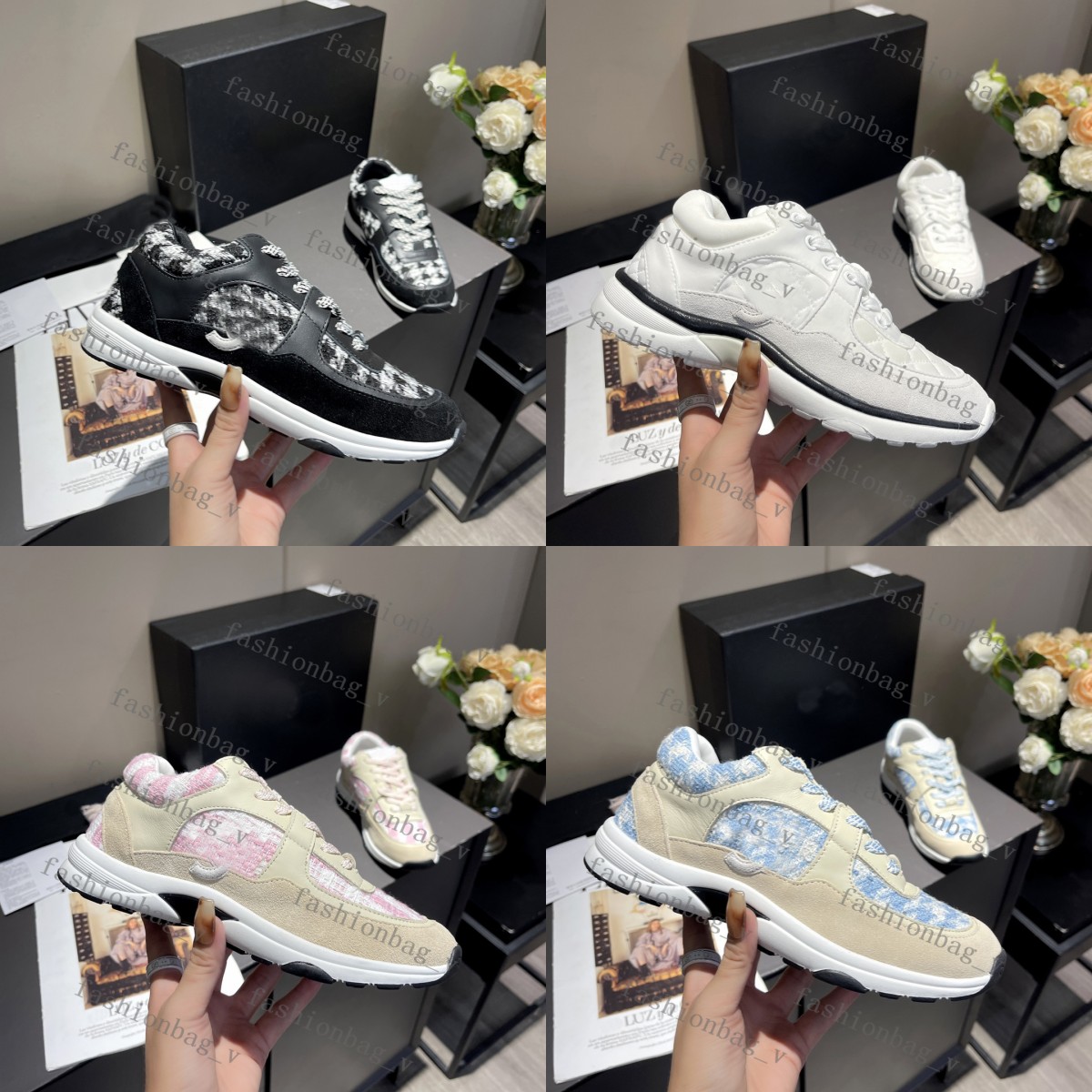 

Designer Sneakers Men Women Casual Shoes Suede Fabric Sports Shoes Checkered Print Shoes Summer Outdoor Sports Shoes