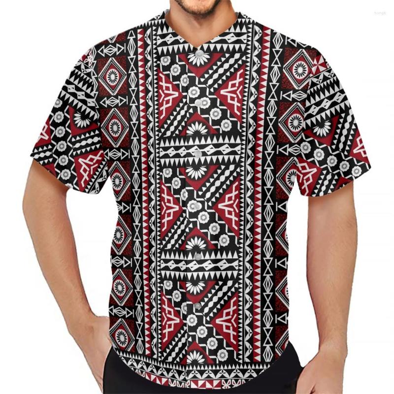 

Men's Casual Shirts Short Sleeve Summer Vintage Streetwear Men's Shirt Baseball Polynesian Tribal Clothing Samoan Fijian Masi Custom, Wmy22120612d98-1
