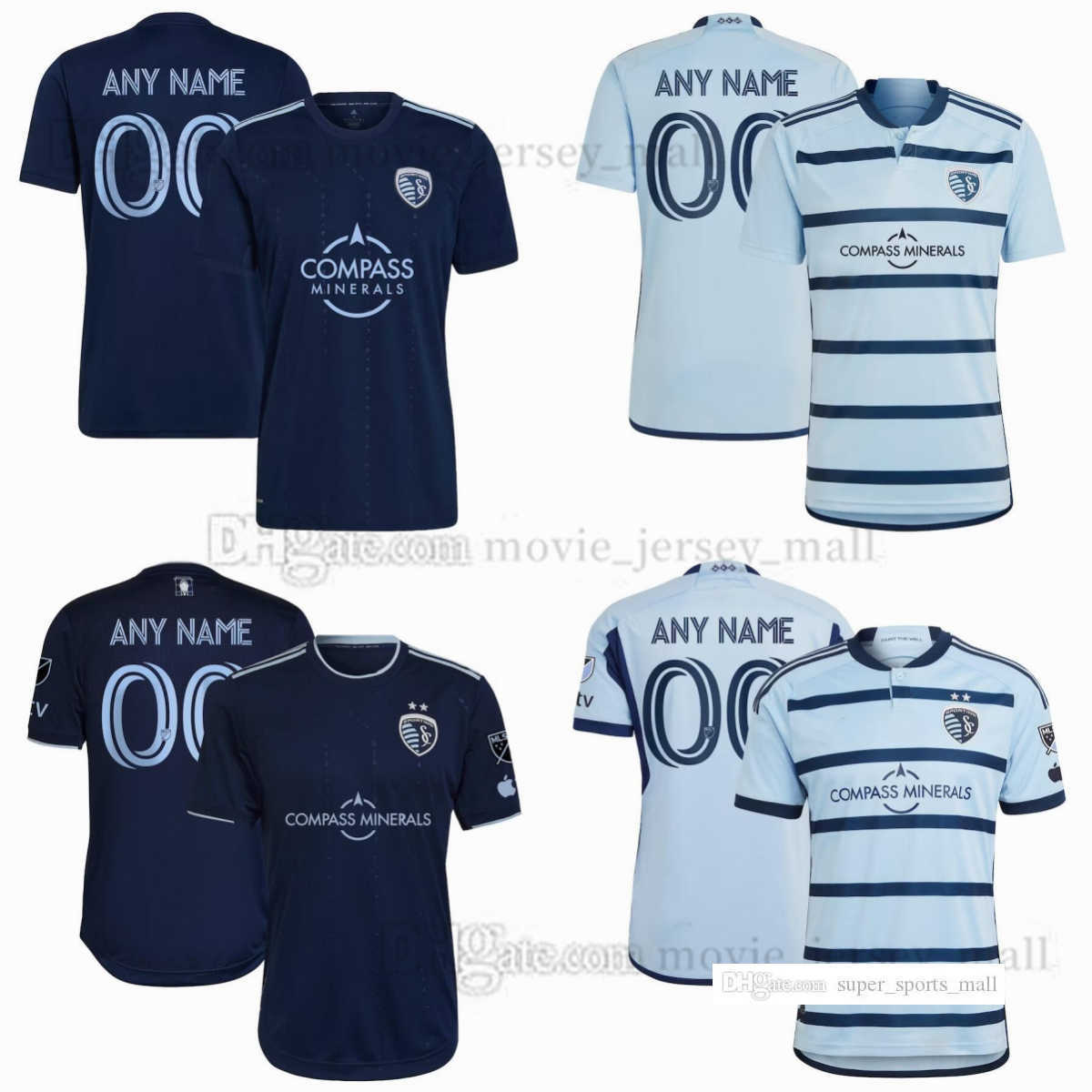 

MLS Soccer Jerseys Sporting Kansas City Agada Castellanos Fontas Kinda Leibold Melia Ndenbe Pulido Radoja Russell Salloi Shelton Sweat Thommy Tzionis Custom Shirt, Picture