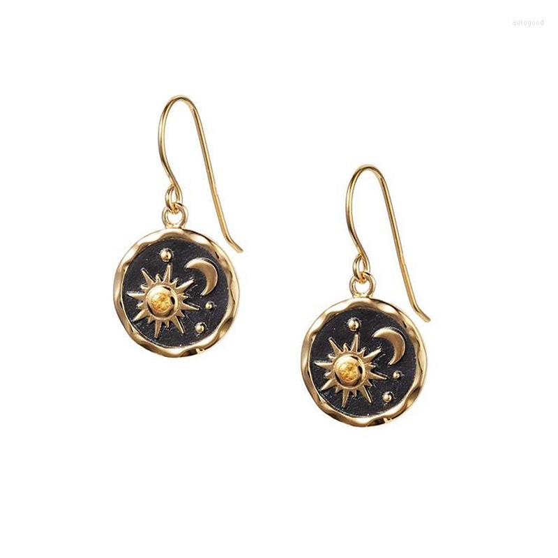 

Dangle Earrings Fashion Women Round Shape Retro Symbols Sun And Moon Totem Drop For Jewelry
