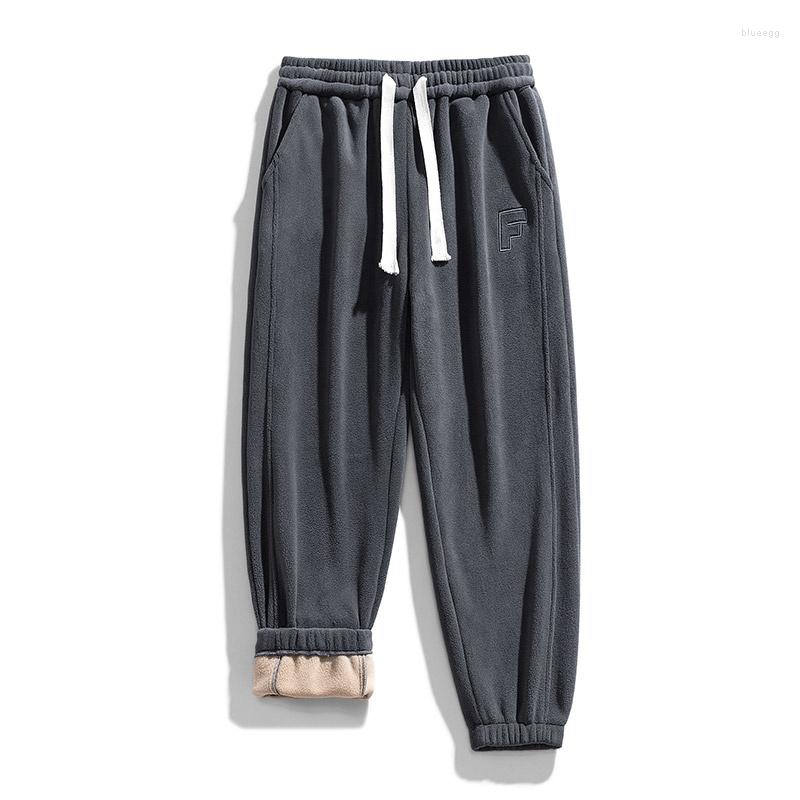 

Men's Pants Thicken And Joggers Men's Winter Warm Drawstring Long Trousers Casual Imitation Fleece Sweatpants, Black