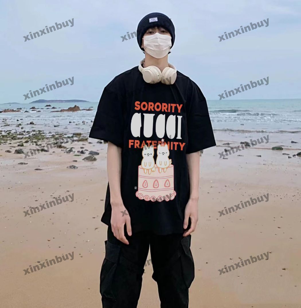 

xinxinbuy Men designer Tee t shirt 23ss Paris Colorful cake short sleeve cotton women Black White blue gray XS-2XL