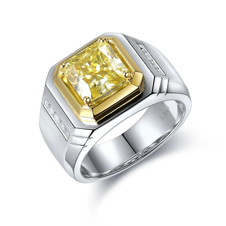 Wedding Rings Mens Jewellery Rings 925 Sterling Silver 3.0 Carat Radiant-cut Yellow Diamond Ring 231102