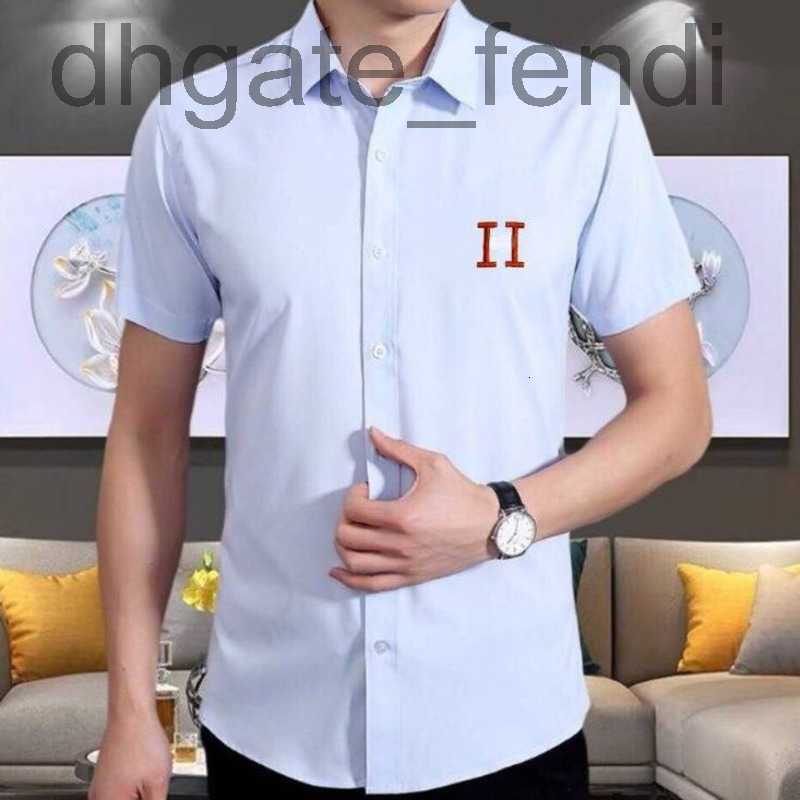 

Men's Casual Shirts DesignerH embroidery men casual shirt Hms luxury designer shirts men business lapel slim short sleeved Shirt mens cardigan coat thin jacket P5G7, White-1