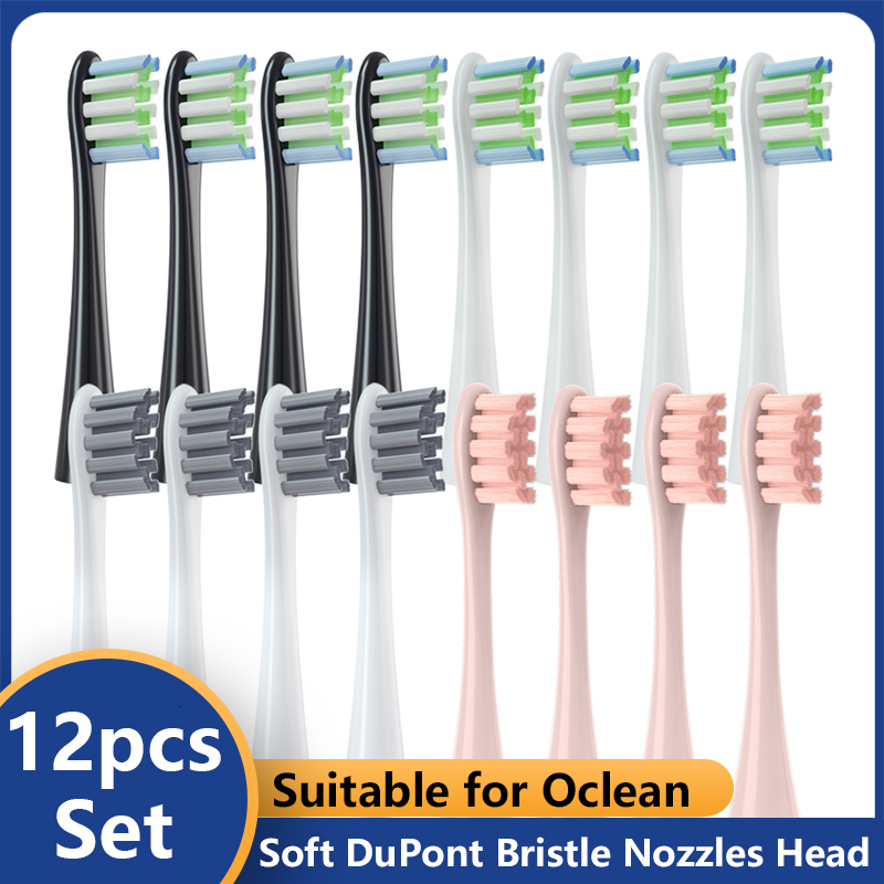 

Toothbrushes Head 10-12pcs Replacement Brush Heads for Oclean X/X PRO Elite/F1/ One/ Air 2 Sonic Electric Toothbrush Nozzles Soft DuPont Bristle 230413