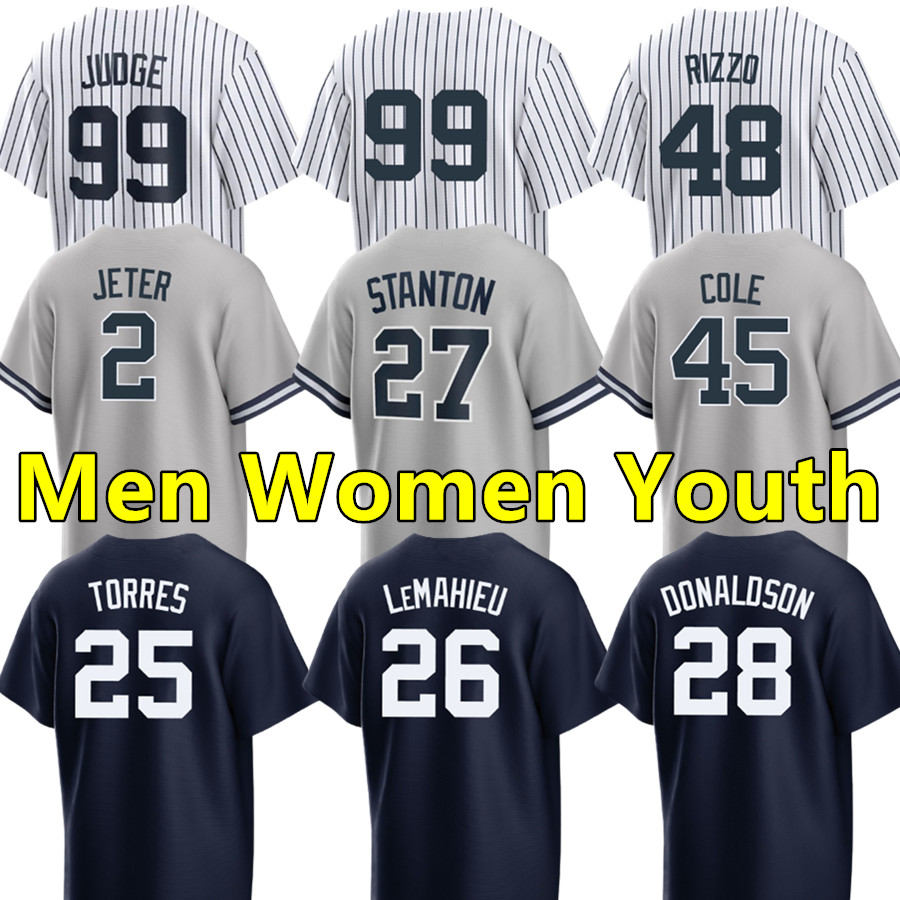 

99 Aaron Judge Baseball Jerseys 45 Gerrit Cole 48 Anthony Rizzo 26 DJ LeMahieu 28 Josh Donaldson 27 Giancarlo Stanton 22 Harrison Bader 31 Aaron Hicks 25 Torres jersey, Men color 6