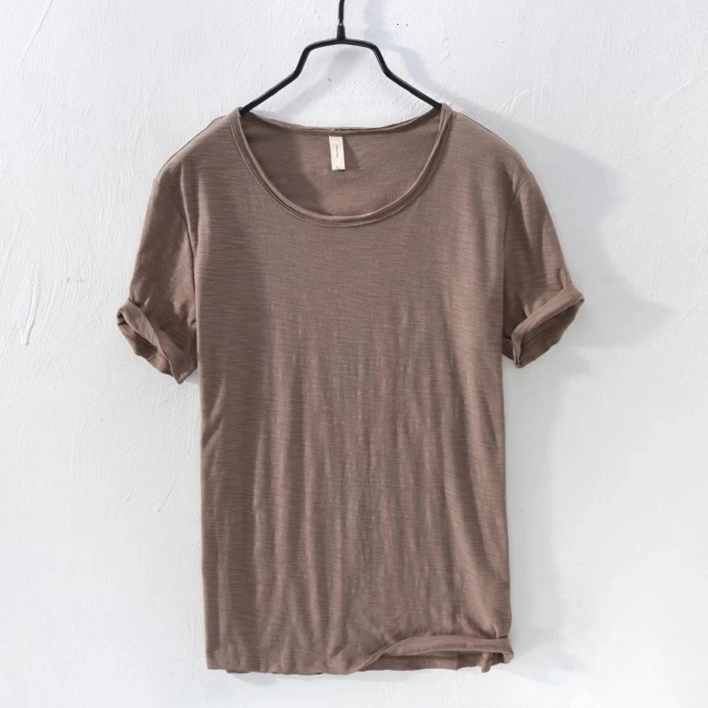 

Mens TShirts Mens High Quality Casual Knit Tee Short Sleeve Solid Color Knit Tee M5XL 230413