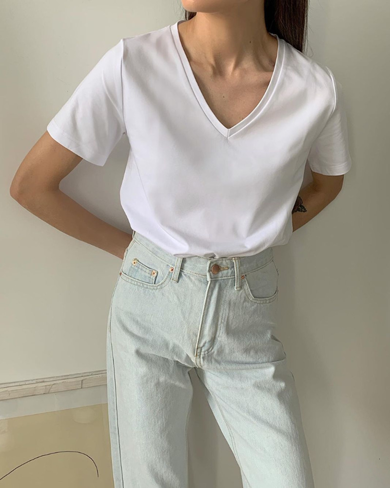 

Women' T-Shirt WOTWOY Summer Knitted V-Neck T-Shirt Women Cotton Basic Solid Tee Shirt Female Short Sleeve Kintwear Tops Harajuku Tshirt Ladies 230413, 20312-orange