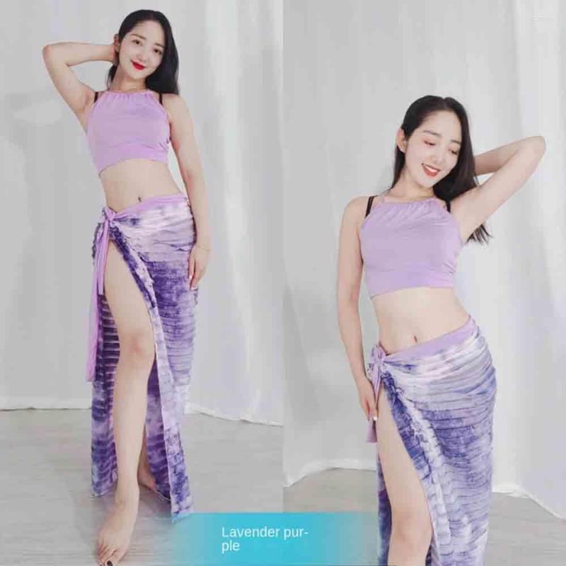 

Stage Wear Belly Dance Practice Clothes 2023 Beautiful Lace Wrap Skirt Sexy Vest Beginner Oriental Costume Suit, Orange