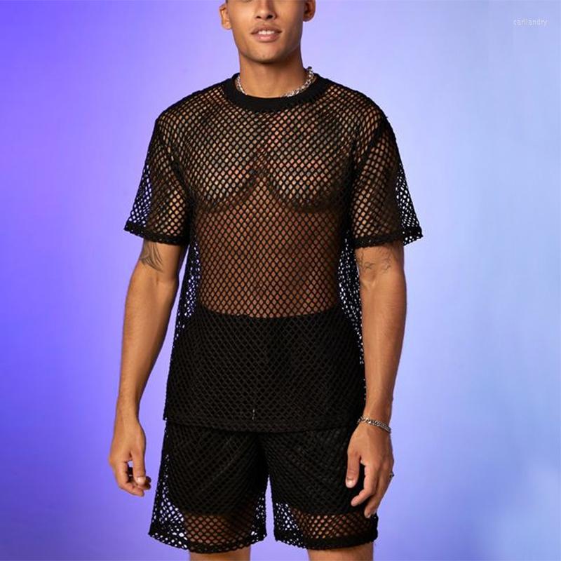 

Men' T Shirts Leisure Half Sleeve Basic Men' Sexy Hollow Out See Through Loose Tops 2023 Spring Summer Streetwear Men Clothes Tees, 01 black