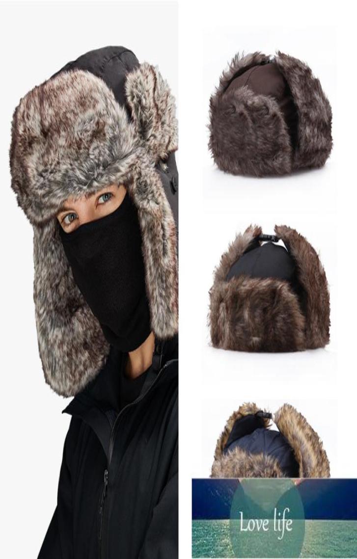 

DT087 Winter Hat Keep Warm Unisex Winter Trapper Aviator Trooper Earflap Russian Ski Hat Fur Bomber Faux Fur Fashionable Hats Fact7528544, Black