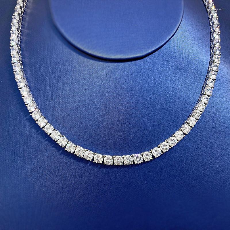 

Chains 3mm High Carbon Diamond Tennis Chain Necklace Women Men Hip Hop Iced Out Link 925 Sterling Silver Party Jewlery