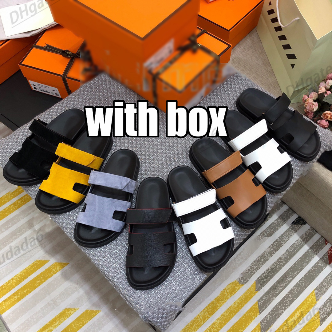 

Chypre sandal famous designer woman luxury rubber H canvas calfskin leather summer slipper comfort flat men shoe adjustable strap goatskin lady slide, #6