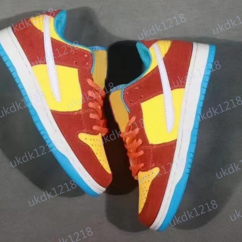 

Outdoor shoes Dunks Low Bart Simpson BQ6817-602 Sports Sneakers Habanero Red/White-Blue Hero Mens, Yellow