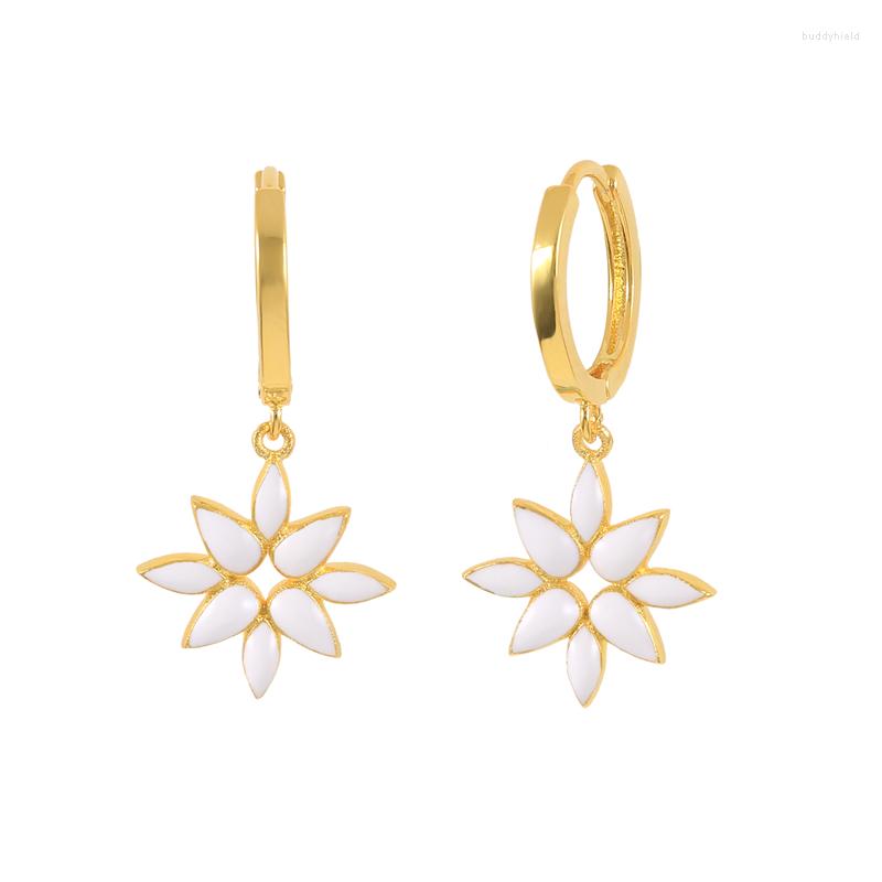 

Dangle Earrings Aide 925 Sterling Silver Colored Enamel Seven-pointed Star Pendant Drop For Women Geometric Rainbow Flower