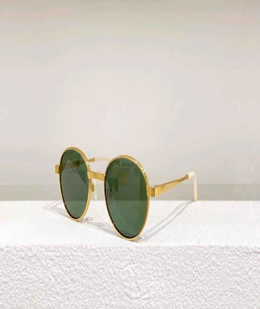 

Retro Round Sunglasses for Men Metal GoldGreen Lenses 0872 Sun Glasses with Box2667391