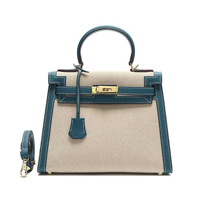 

Designer 5A H erms Kelys Genuine bag 2023 Top Layer Cowhide Colored with Pattern Women's Shoulder Handbag qq, 28 # khaki/cloth
