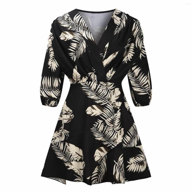 

Casual Dresses Women' Floral Irregular Hem Dress Elegant Slim Bat Sleeve Chiffon Flower, Black
