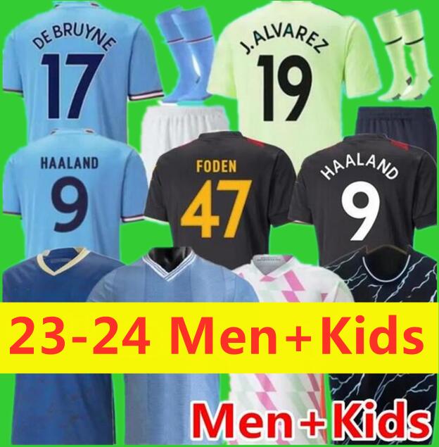 

23 24 HAALAND SOCCER JERSEYS GREALISH STERLING MANS CITIES MAHREZ DE BRUYNE FODEN 2022 2023 2024 football tops shirt kids kit sets uniform 66, Kids size