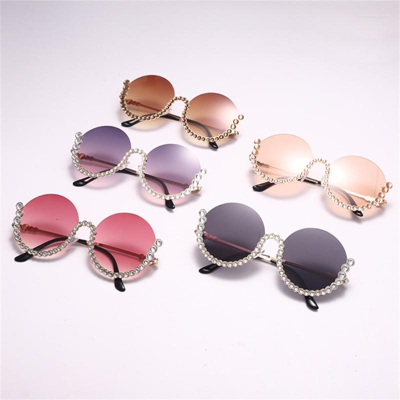 

Sunglasses Round Driving Anti-glare Rhinestones Frame Y2k Beach Drop