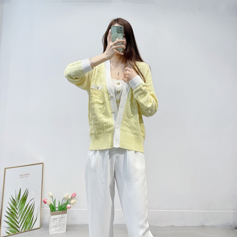 

Women's Jackets Sandro letter jacquard knit cardigan, Yellow
