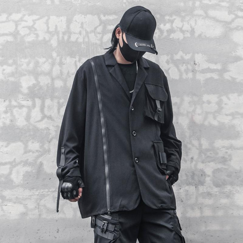 

Men' Suits Men' Autumn Dark Functional Wide Zipper Deconstruction Casual Suit Fashionable Loose And Handsome Jacket, Black