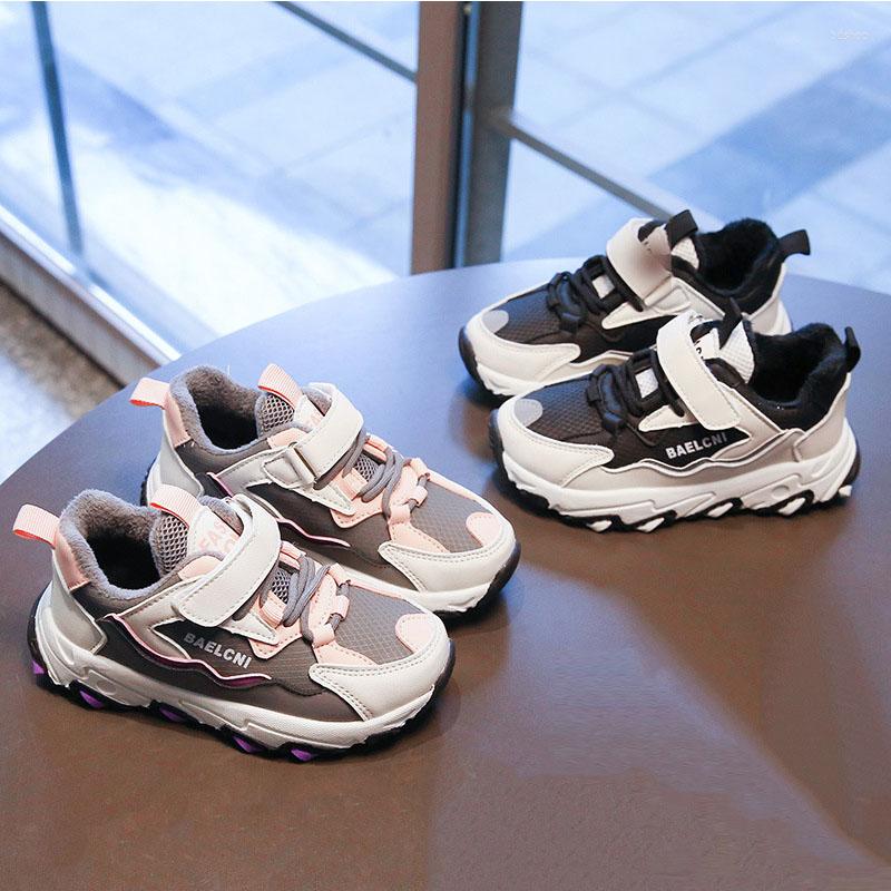 

Athletic Shoes Girls' Sports For Fall/winter Boys' Plus Velvet Warm Cotton Casual Big Kids Running, Black