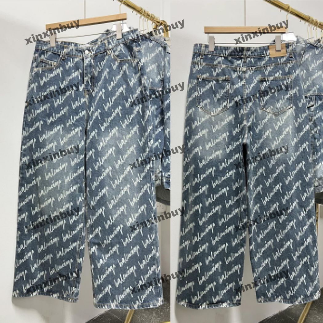 

xinxinbuy Men women designer pant cursive Graffiti Letter print Denim 1854 Spring summer Casual pants black blue gray S-L