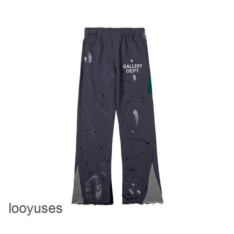 

Galleryes Dept Casual 2023 Pant Sport Designer Pants Splash-ink Letter-printed Patchwork Wide Loose Leg Trousers for Men Women 6e48, Black